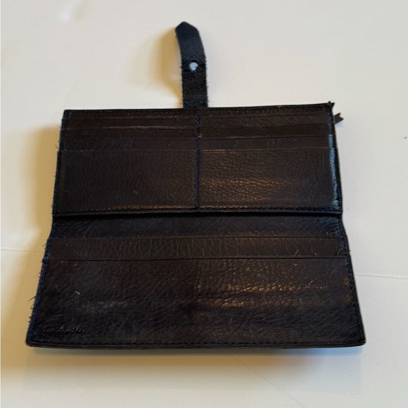 Madewell The Leather Post Wallet dark navy blue - Picture 2 of 11